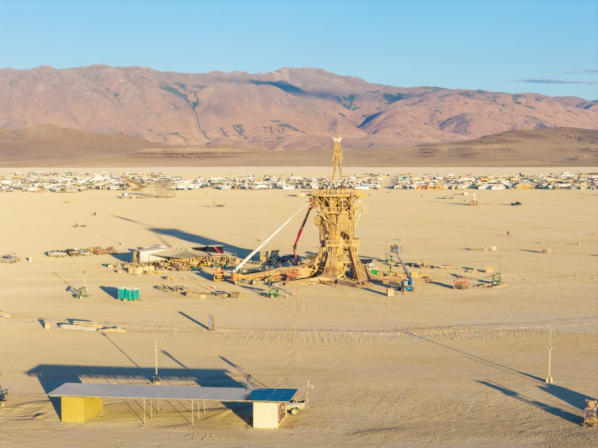 Burning Man 2026 Man Base (build week) - Cryptomeria by Alexander Rose