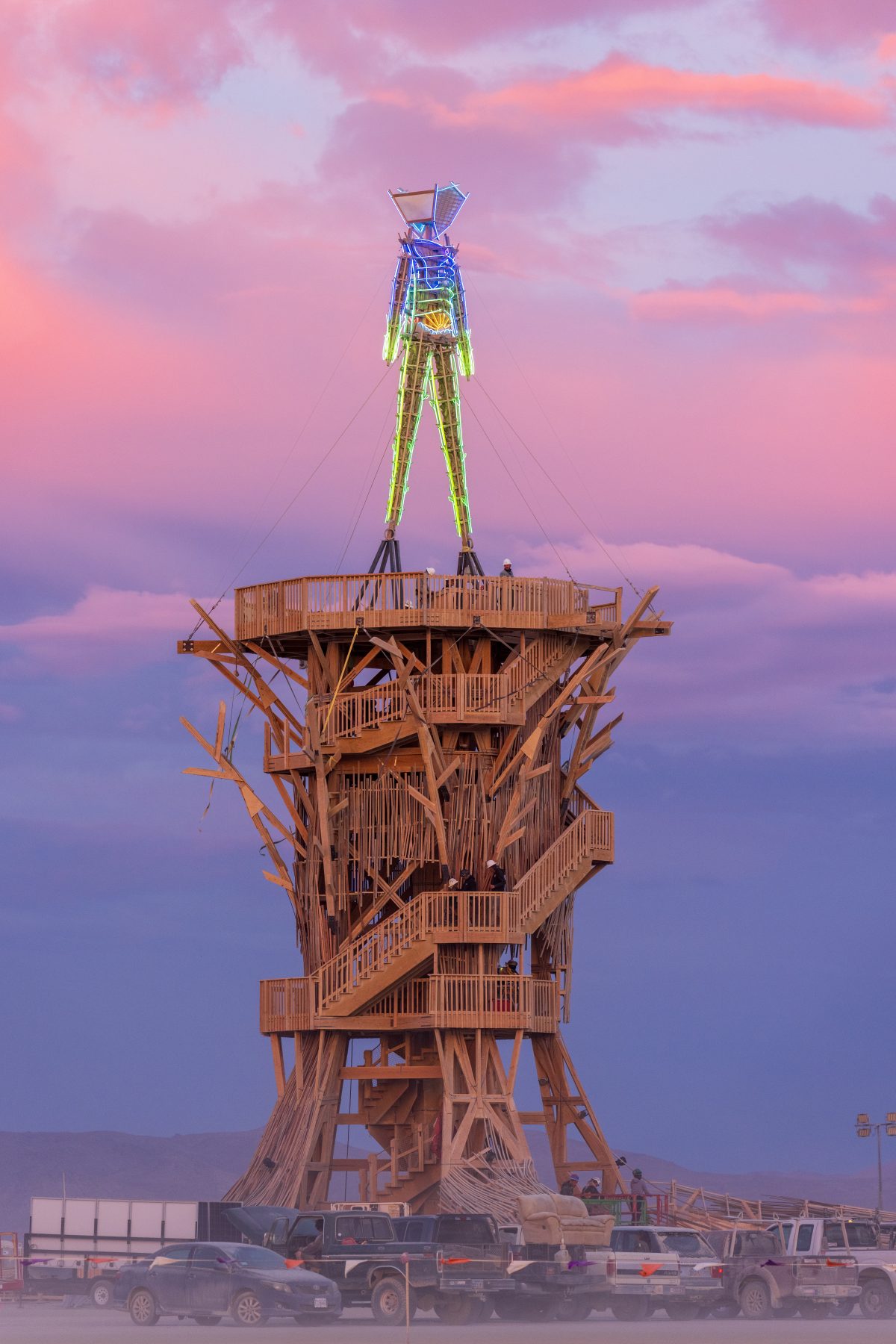 Burning Man 2026 Man Base (build week) - Cryptomeria by Alexander Rose
