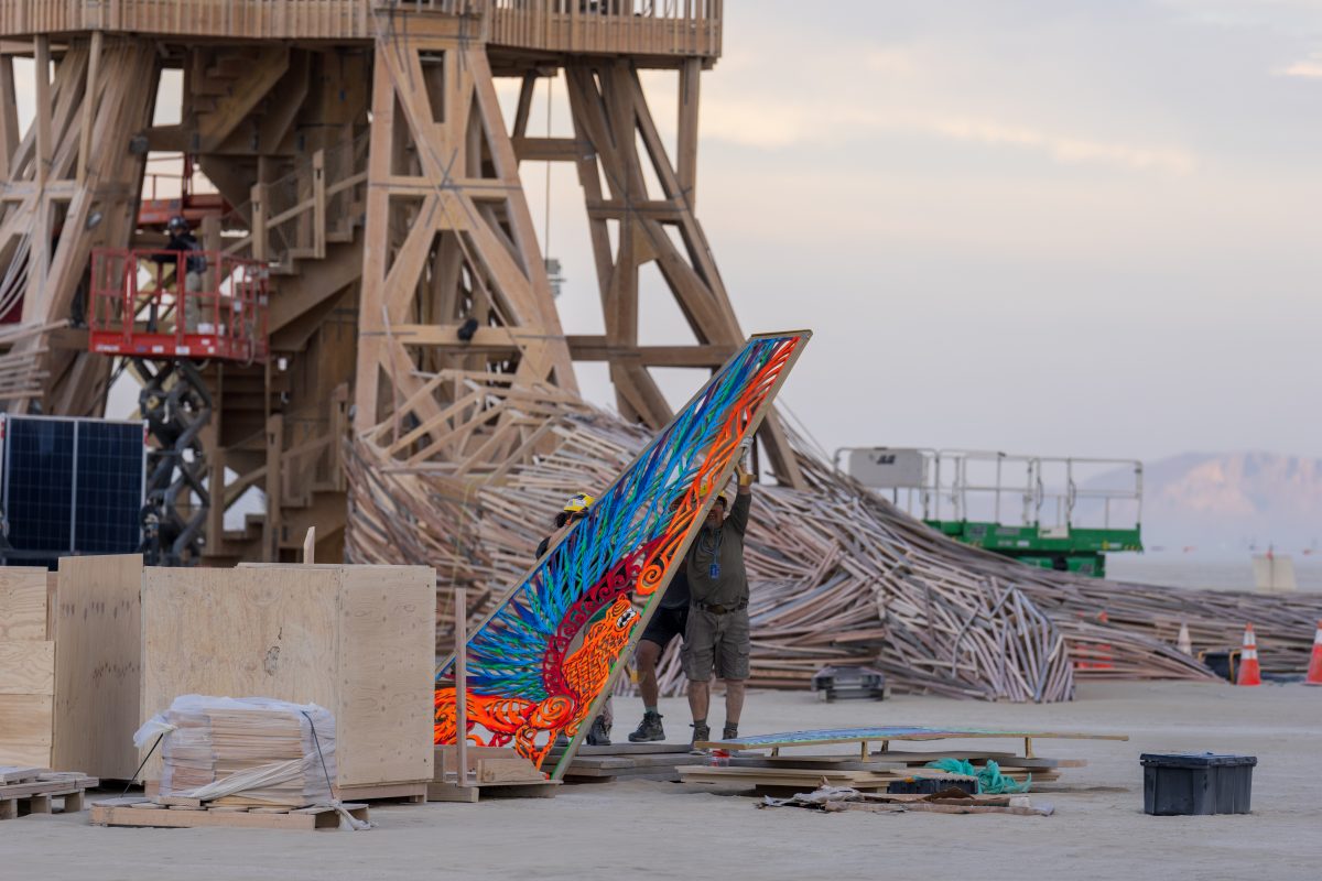 Burning Man 2026 Man Base (build week) - Cryptomeria by Alexander Rose