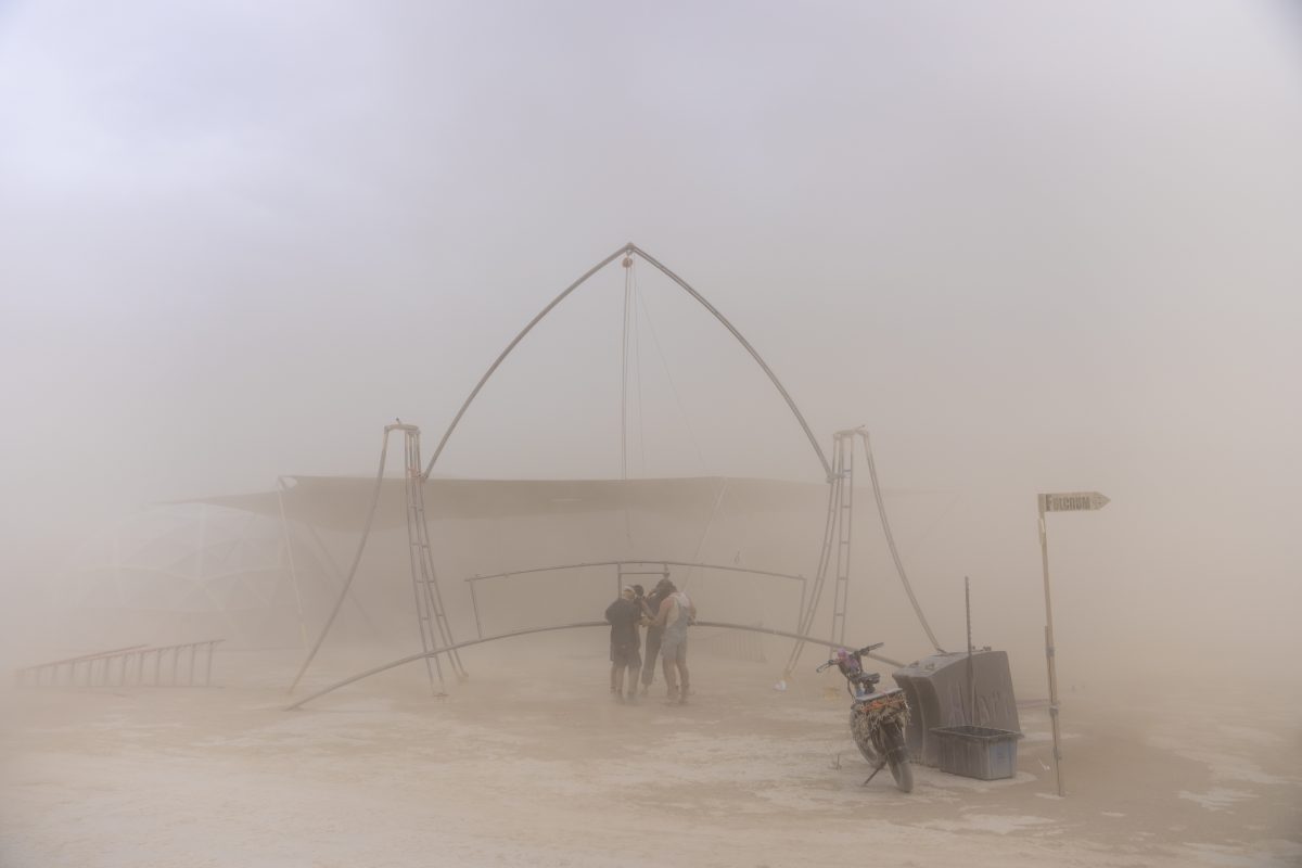 Camp Build Crew in a Whiteout