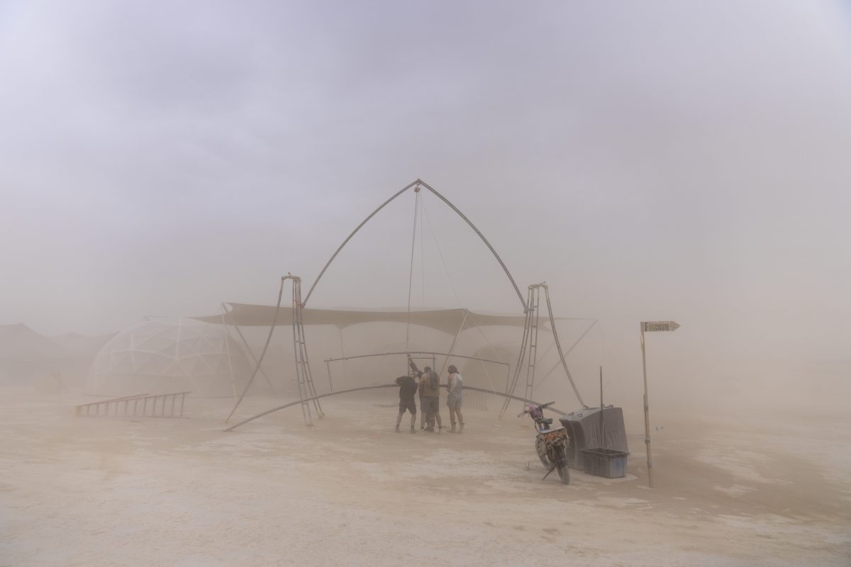 Camp Build Crew in a Whiteout