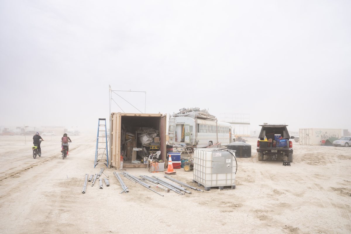 Camp Build in Blowing Dust