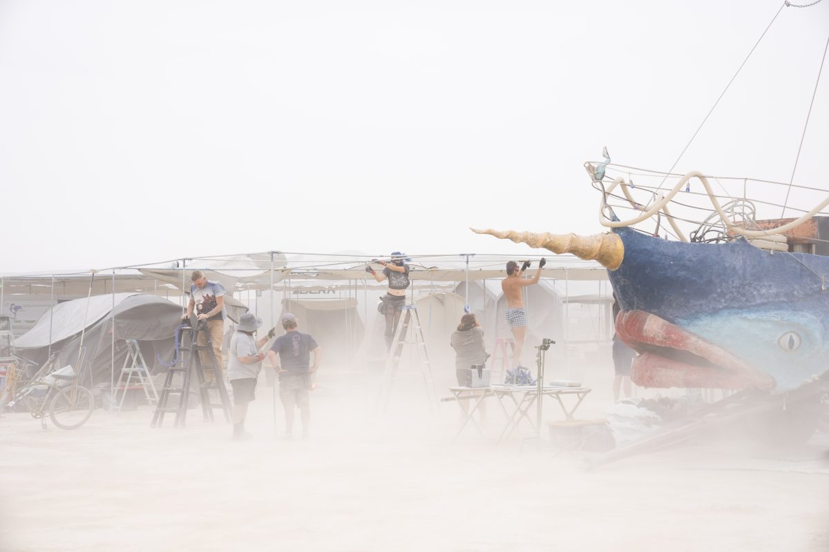 Build Crew in Blowing Dust