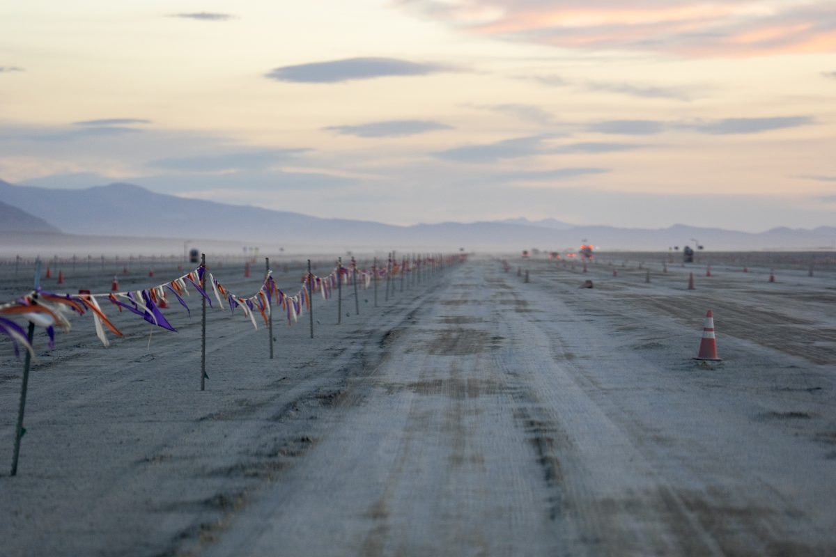 Empty Gate Road at Sunrise