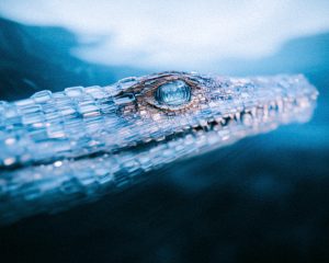 Biomechanical Serpent in Blue