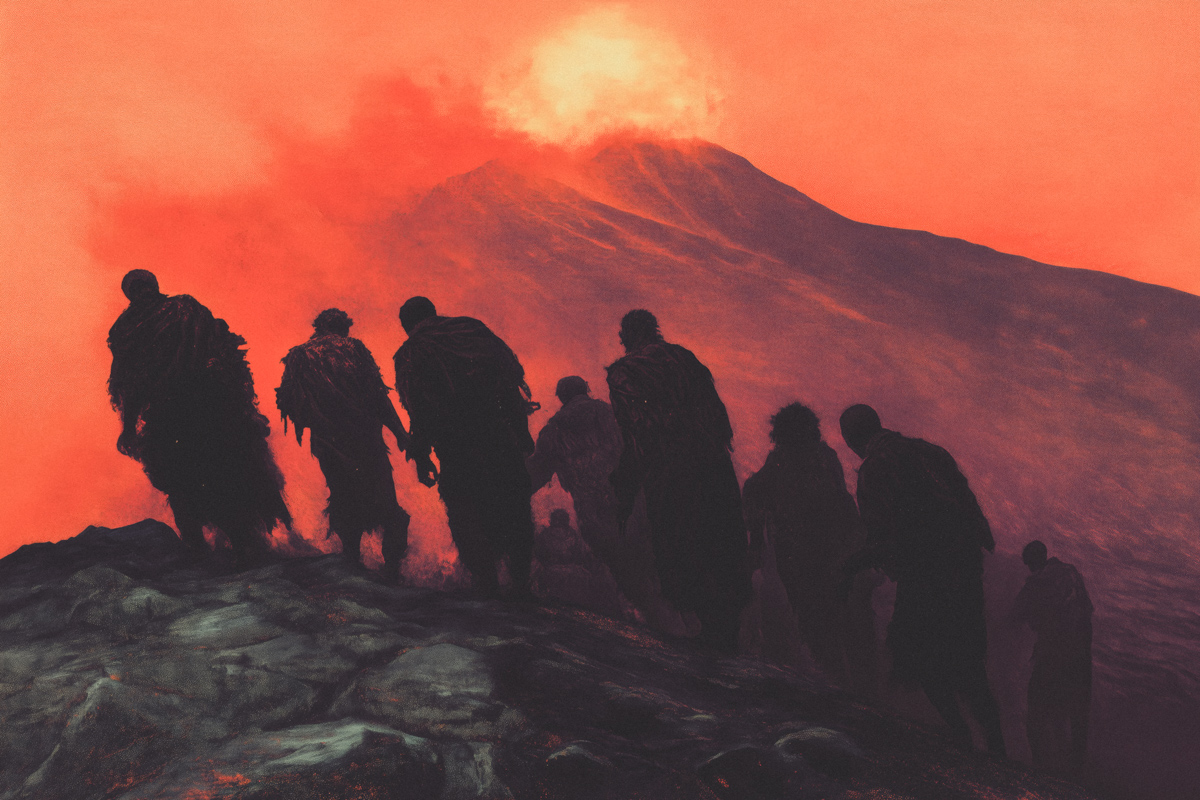 Bonfire Gathering Before the Mountain Burns