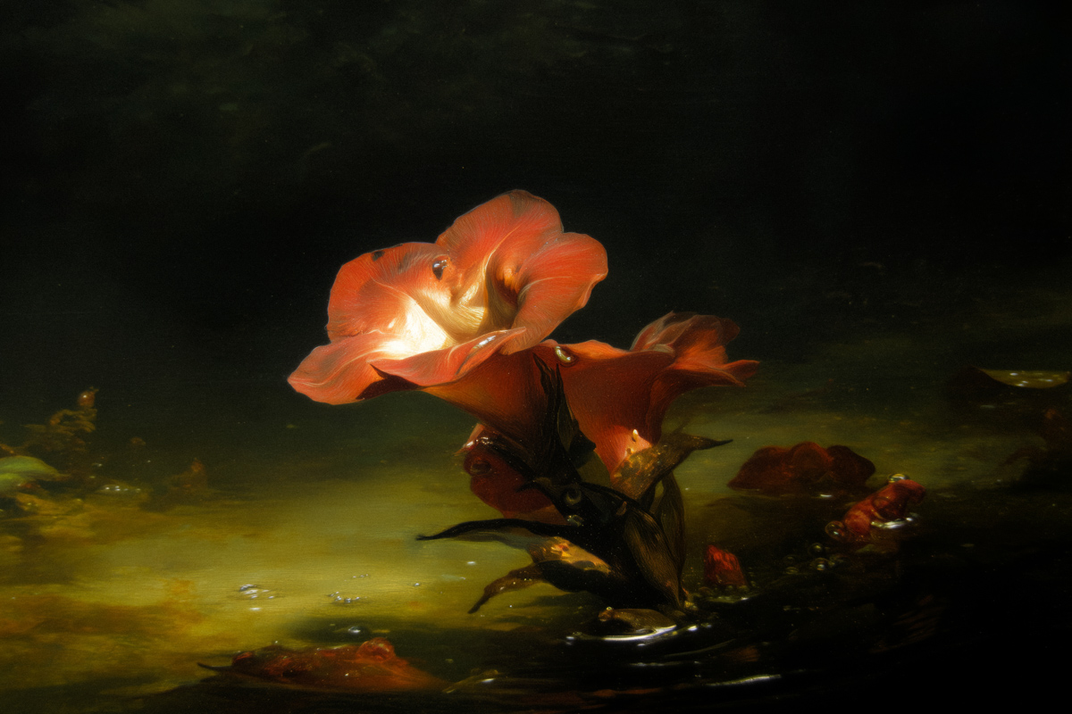Red Flower on Water