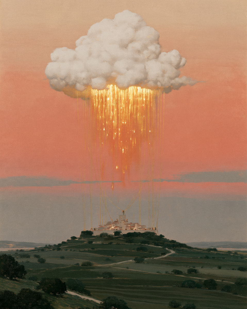 Cloud Tethered by Falling Light